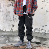 IZXZ national trend brand loose and wild Harem pants Hip-hop trend overalls Hip-hop trend casual pants couple drawstring trousers