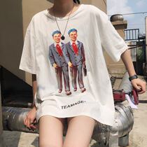 Ideal country tide 2019SS summer couple T-shirt men red scarf retro hip hop INS short sleeve female TEAMAGE