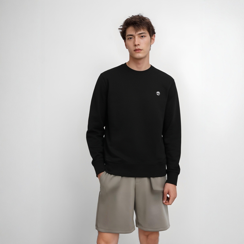 Timberland Men's Spring and Autumn Casual Long-Sleeved Fleece-Lined Crew Neck Sweatshirt Pullover
