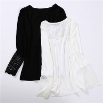 Lady Modale Autumn Clothes Beauty Body Beating Bottom Thin style Warm Underwear Bamboo Charcoal Fiber V Lead Lace Undercoat Wholesale