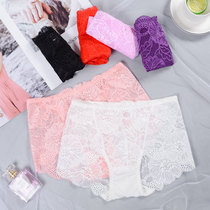 Wholesale lace fabric ladies underwear sexy perspective waist high waist cotton crotch no trace size womens breifs