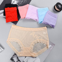 Summer sexy lace ladies underwear cotton file large size waist breifs thin mesh black pants