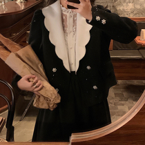 Yang Xiaolu Tifneys Breakfast French Hepburn style double-sided nimaw jacket doll collar coat autumn and winter