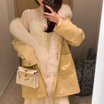 Yang Xiaolu Winter Love Song Fox fur collar long fur coat Rex rabbit hair detachable Parker clothing female