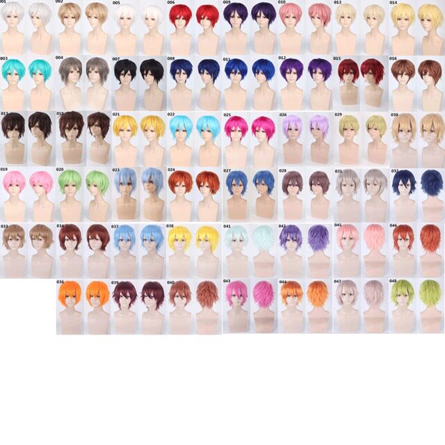 Silver white flax gray light green white red black blue cos multi-use back warped short hair teenager colorful short false hair