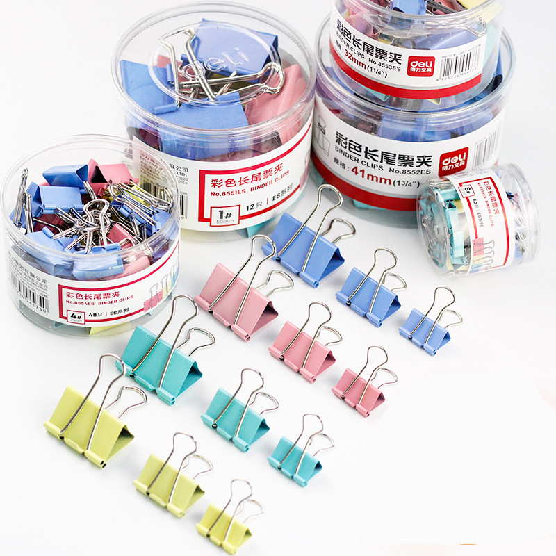 Deli stationery color long tail clip small medium large dovetail clip Phoenix tail clip Ticket clip Book iron clip Office supplies