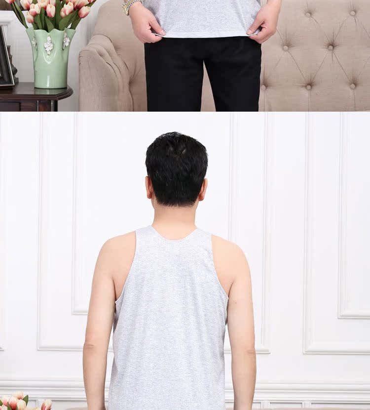 Hoa cúc thương hiệu áo sơ mi cũ trung niên bông đáy vest nam cotton lỏng không tay vest mùa hè