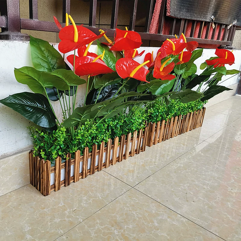 Mô phỏng cây xanh giả hoa trang trí nội thất hàng rào trang trí hàng rào giả Anthurium trong chậu mô phỏng cây hoa - Hoa nhân tạo / Cây / Trái cây