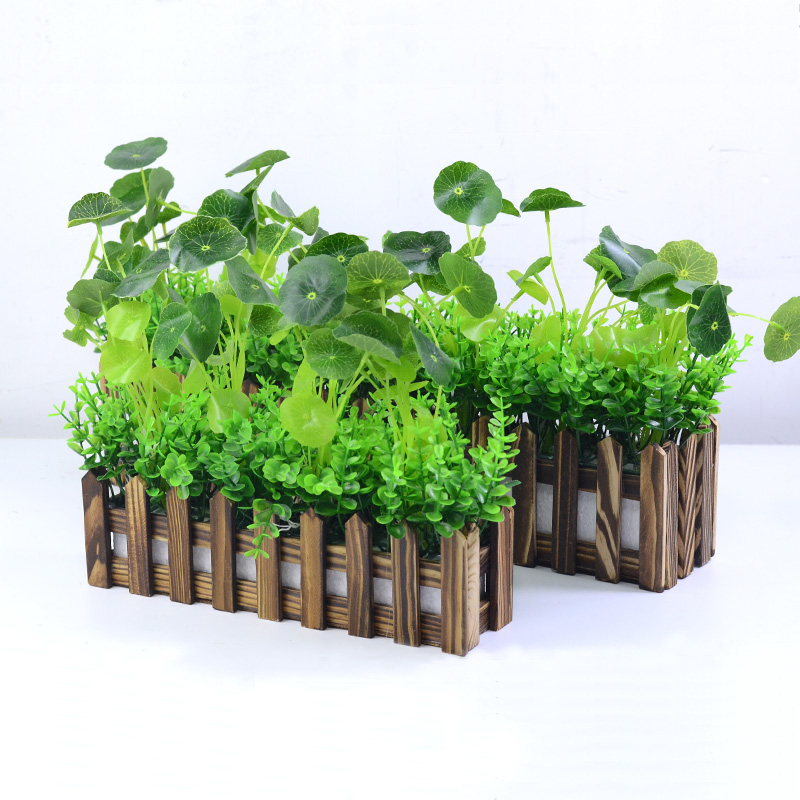 Wood Fence Emulation Green Plant Fake Potted Plant Furnishing Living-room Window Terrace Fields Garden Wind Decoration Plastic Fake Flowers Shooting Props Swing Pieces