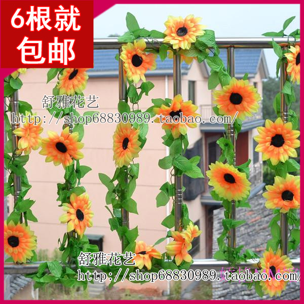 Simulation Sunflower Vines Sunflower Flowers Vines Ravine Vine Flower Decoration Living-room Balcony Decoration Air Conditioning Piping Decoration