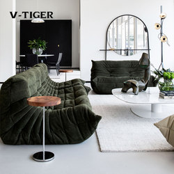 Italian simple straight row double caterpillar sofa combination designer furniture #Togo fabric style