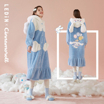 Pajamas womens winter style high-value thickening can be worn outside coral velvet thickening couple nightgown womens autumn and winter homewear suit