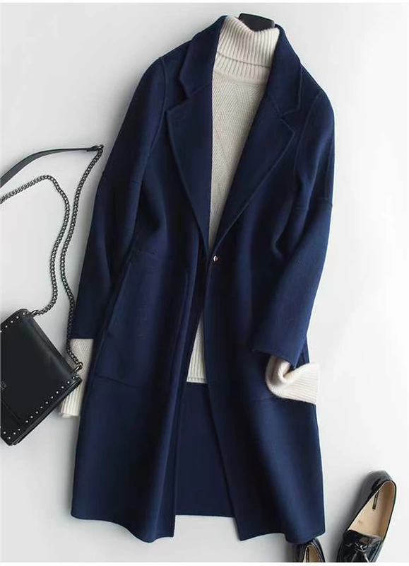 Áo khoác cashmere hai mặt nữ 2018 áo khoác len giữa dài mới # 7256 - Trung bình và dài Coat