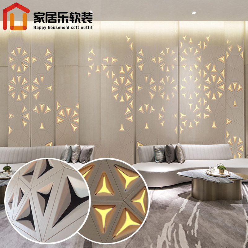 Home music hollow light relief background wall arc backlight leather light carving custom hotel engineering soft package hard package