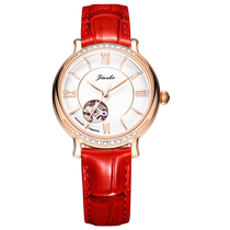 The Accumulate Luxury Watch Lady Mechanical Watch Fully Automatic Brief is small and delicate atmosphere Fashion red leather strap Womens table