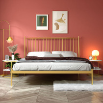 The Nordic carbon bed Golden nanoce qi small Apartment 1 5 m 1 8 meters double single bed and breakfast light luxury wrought-iron beds