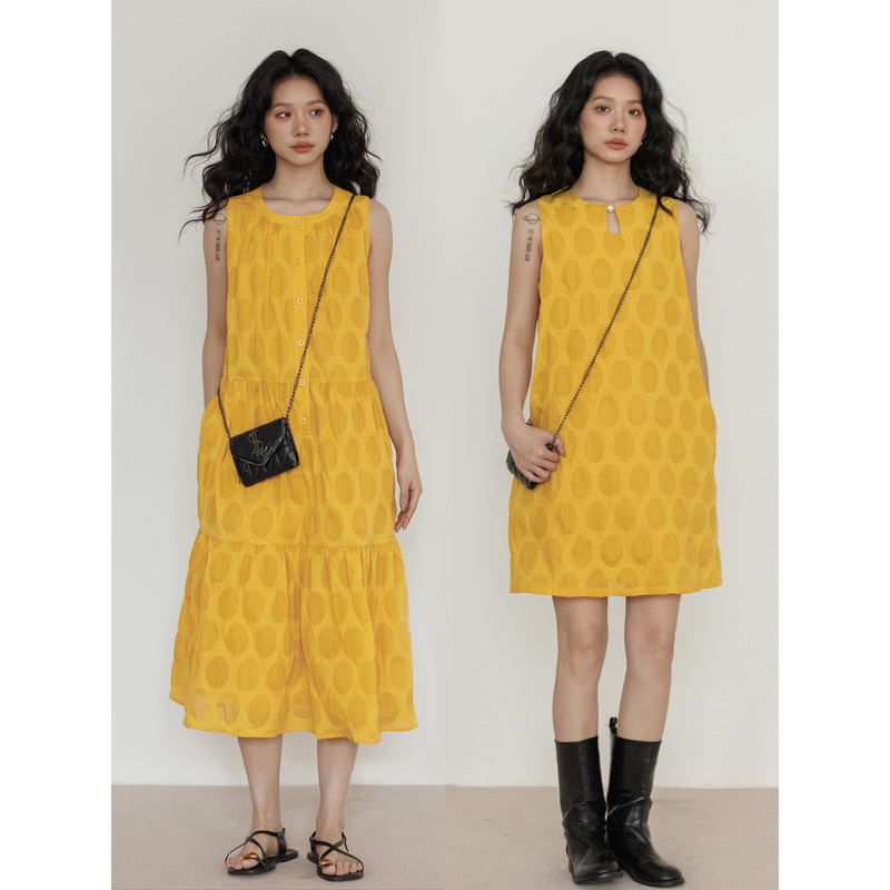 Summer Sleeveless Vest Dress, Women's Shirt Dress, Stylish Vacation Casual Loose A-Line Dress, Casual Skirt
