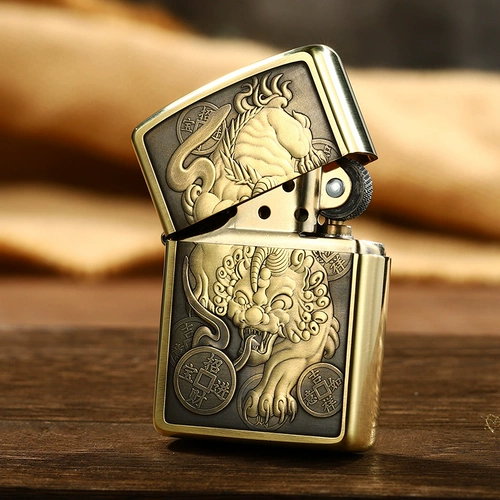 Мужская оригинальная ветрозащитная медная зажигалка на керосине, подарок на день рождения