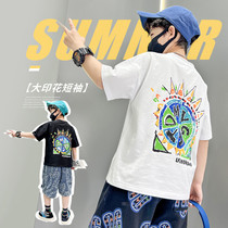 Boy short sleeve Summer Children round collar T sleeves 2022 new CUHK Scout half sleeves Sweat Sweat Movement Compassionate Pure Cotton