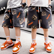 Children Casual Pants Boy Summer Shorts Boy 50% Pants Small CUHK Boy Fitted New Printed Bear Head Elastic