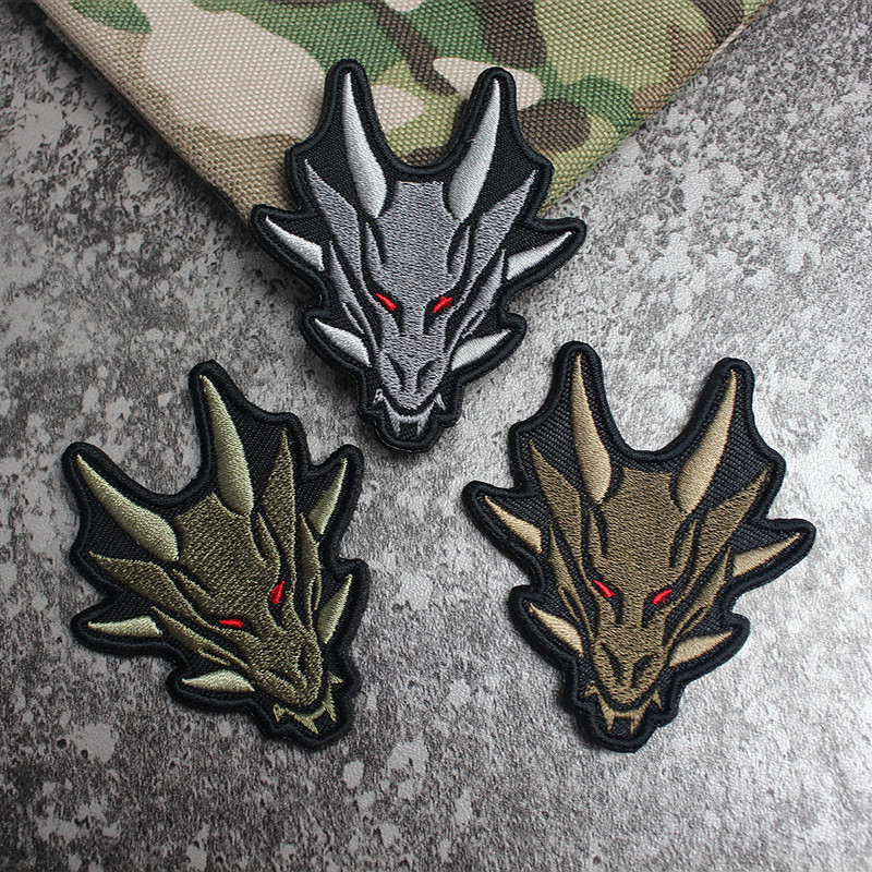 Dragon head badge armband embroidery Velcro bag sticker team sticker stick dragon totem Dragon Power