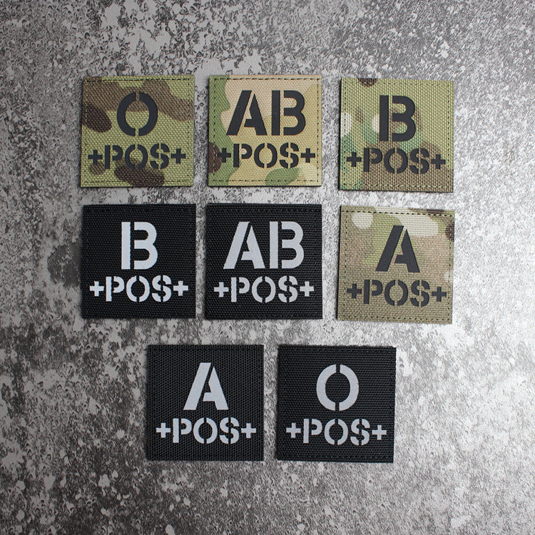 Laser engraving badge reflective Velcro chapter armband tactical medical blood type blood number label A O A B B
