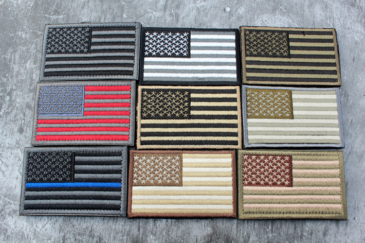 Quốc kỳ Hoa Kỳ 3D thêu Velcro Board Hat Hat Sticker Cá tính Quân đội Marsh Retet Patch miếng dán quần áo