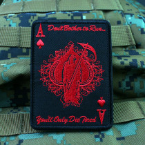 Poker ace death Reaper Hearts A embroidery velcro chapter armband outdoor military fan bag patch sewing patch