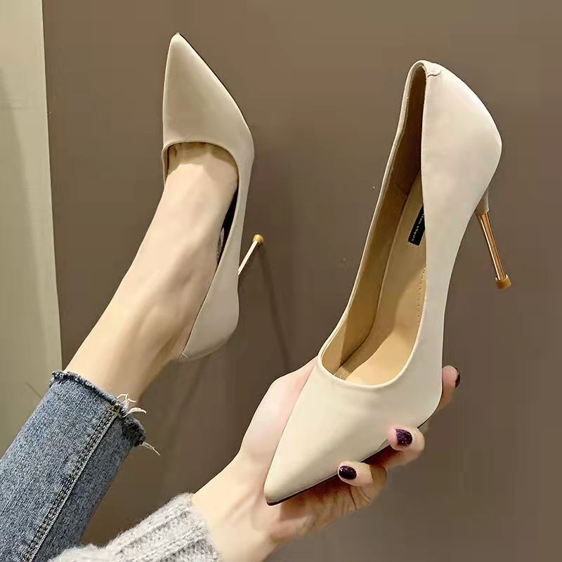 [Daily Special] High-Heeled Shoes for Women 2026 New Trendy Unique Smoky Pointed Toe Shallow Mouth Stiletto Shoes Blue