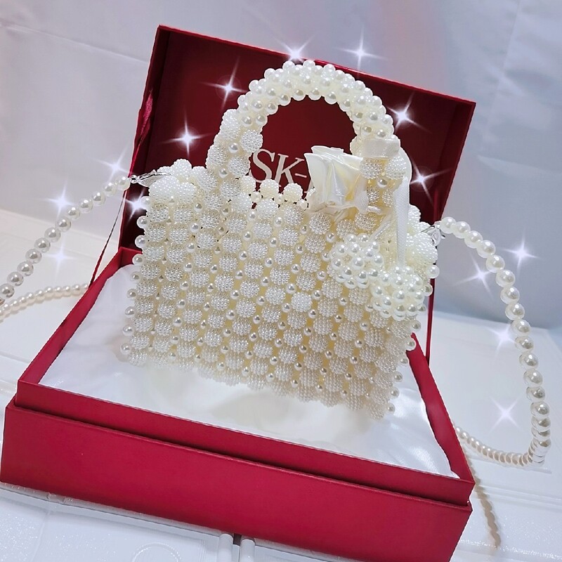 Yangmei Pearl Bucket Beaded Small Square Bag DIY Material Acrylic Beads Handmade Woven Women's Handbag Finished Product