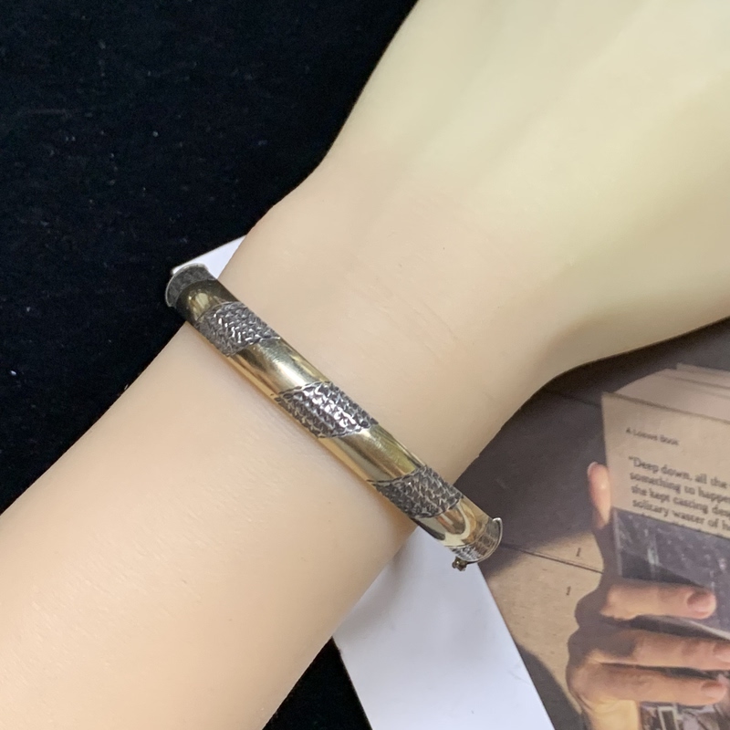 European Vintage 925 Silver Bracelet, Silver Gold-Plated Two-Tone Imperial Concubine Bracelet, Personalized Bracelet, Antique Vintage Old Silver