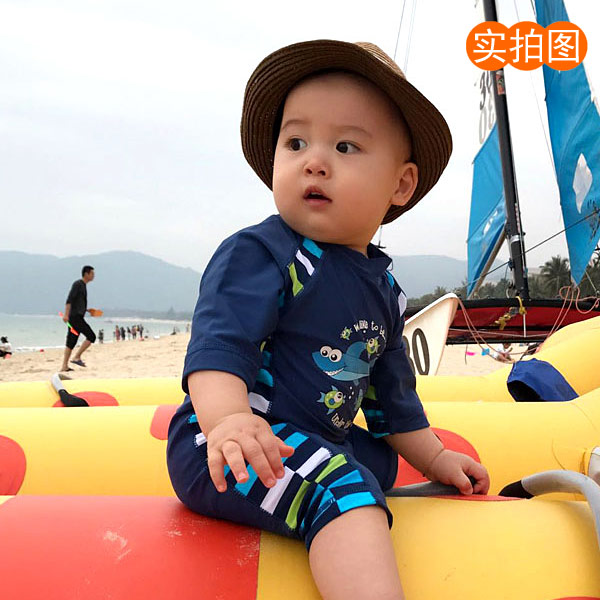 Children's conjoined Swimming Men's swimming trunks surf beach hot spring diving suit sun protection 2-10 years old