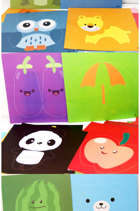 Trẻ em làm thủ công cắt giấy Daquan in phác thảo giấy 3-6 tuổi mẫu giáo bé DIY đồ chơi origami chất liệu - Handmade / Creative DIY đồ chơi mầm non