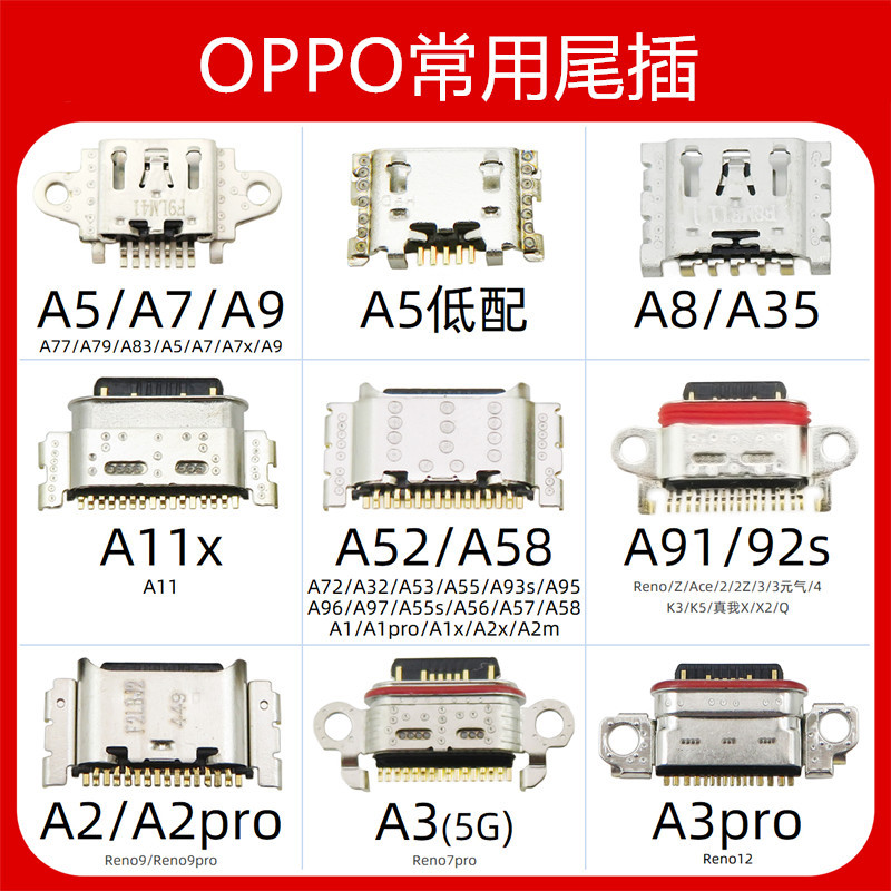 Suitable for Oppo A32 A36 A52 A53 A55 A56 A57 A58 A72 Reno 3 Tail Plug Charging Suitable for Oppo A32 A36 A52 A53 A55 A56 A57 A58 A72 Reno 3 Tail Plug Charging