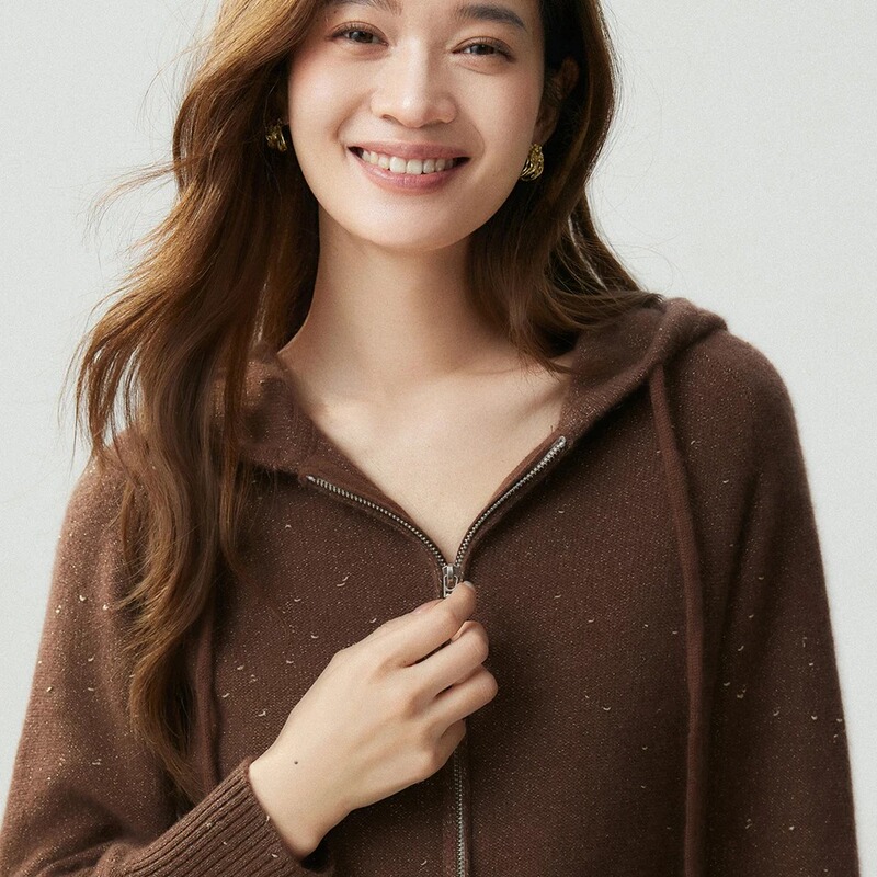 American-Style Hooded Zip-Up Cashmere Cardigan for Women, Thickened Hoodie, Knitted Zip-Up Sweater Jacket American-Style Hooded Zip-Up Cashmere Cardigan for Women, Thickened Hoodie, Knitted Zip-Up Sweater Jacket