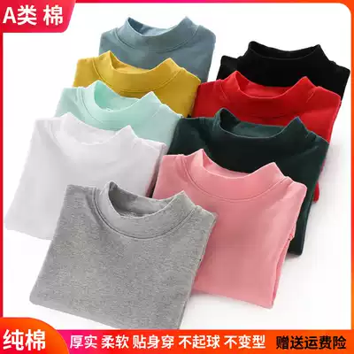 Children's base shirt half high collar cotton winter children's clothing baby autumn clothes girls with boys long sleeve T-shirt
