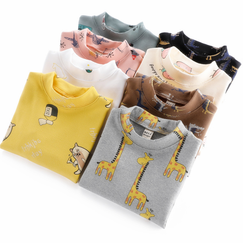 Children's clothing children's bottoming shirt 2021 spring and autumn clothing boys cotton T-shirt printed collar underwear girls long sleeve jacket