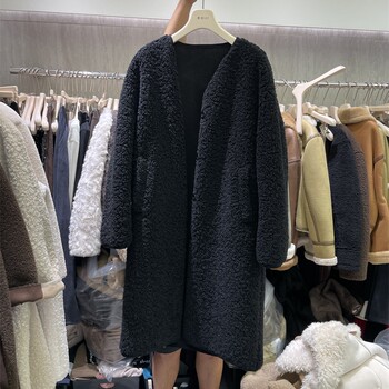 摩登mdeng冬季2025加厚羊羔绒长款大衣女慵懒风休闲外套M9396