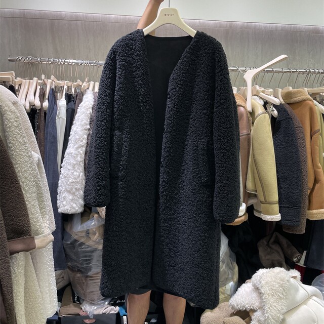 摩登mdeng冬季2025加厚羊羔绒长款大衣女慵懒风休闲外套M9396