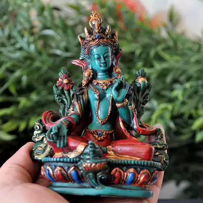 Nepal hand-painted green mother wipe Buddha statue Green mother statue height 13 8 cm cm Special offer