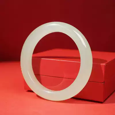 Natural Hetian jade ice bottom clear water high green and white bracelet shallow lake water green female jade bracelet