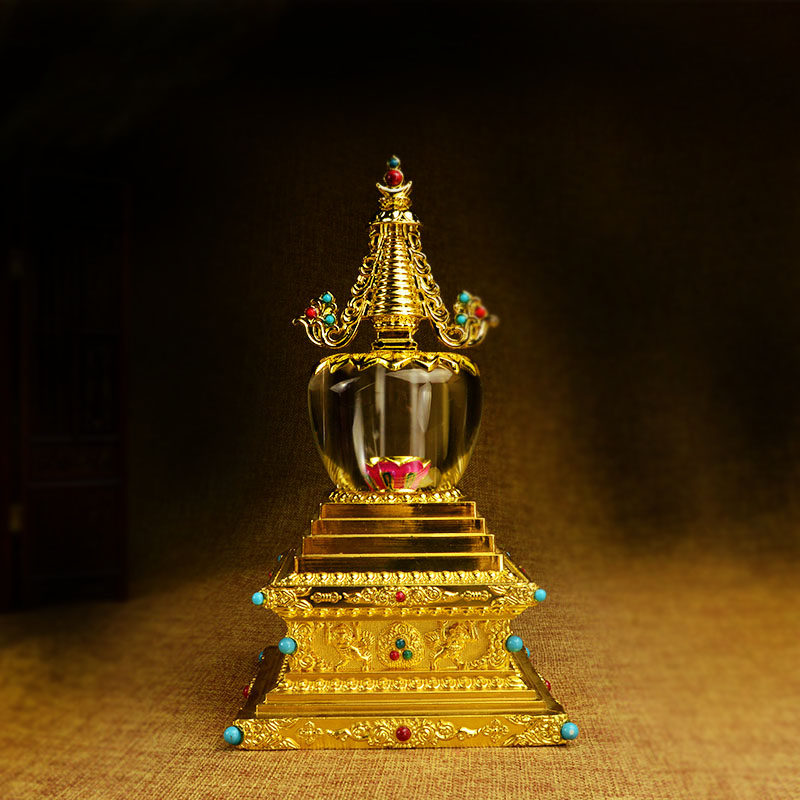 Tibetan supplies, boutique crystal stupa, stupa, bodhi tower, alloy copper, sari 17cm high