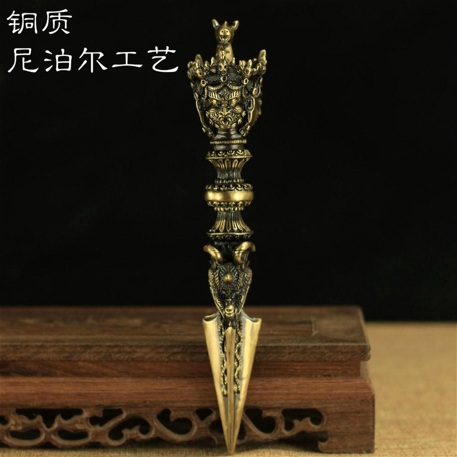 Nepalese magic weapon pure copper horse head Ming Wang Puba Vajra pestle to descend the devil's pestle Vajra peg bronze large