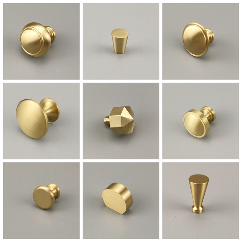 Solid pure brass handle Central European drawer dressShoes cabinet door small handle simple single hole furniture door handle