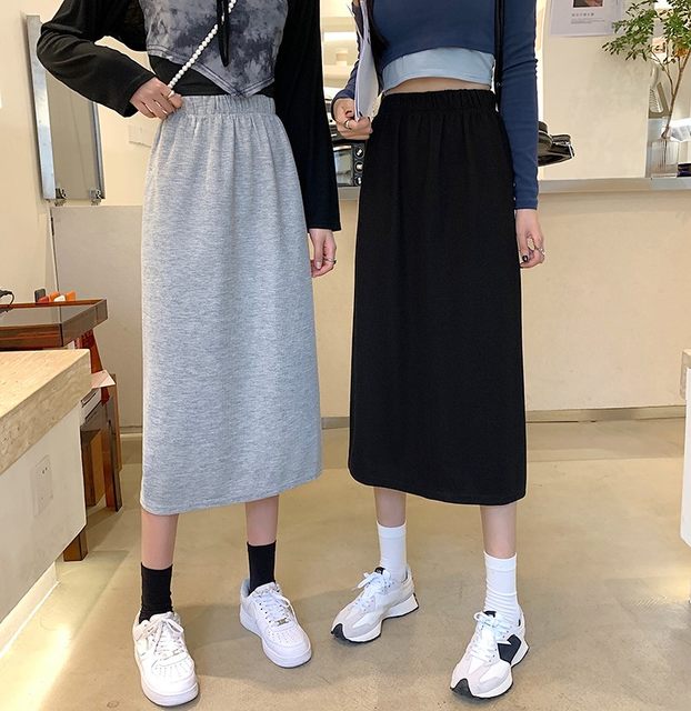 Hip-covering one-step skirt, a-line skirt, long skirt, pure cotton
