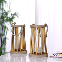 Soft time Simple modern wicker rattan hemp rope wooden wind lamp garden ornaments decorative ZAKKA candlestick