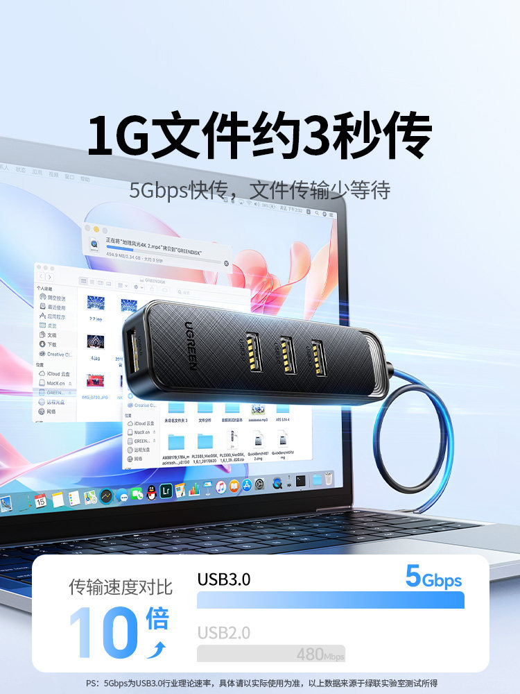 Ugreen USB Hub Multi-Port Splitter Extension Desktop Converter Hub Adapter Laptop External USB Drive One-To-Four Splitter Type-C Docking Station Interface Expander