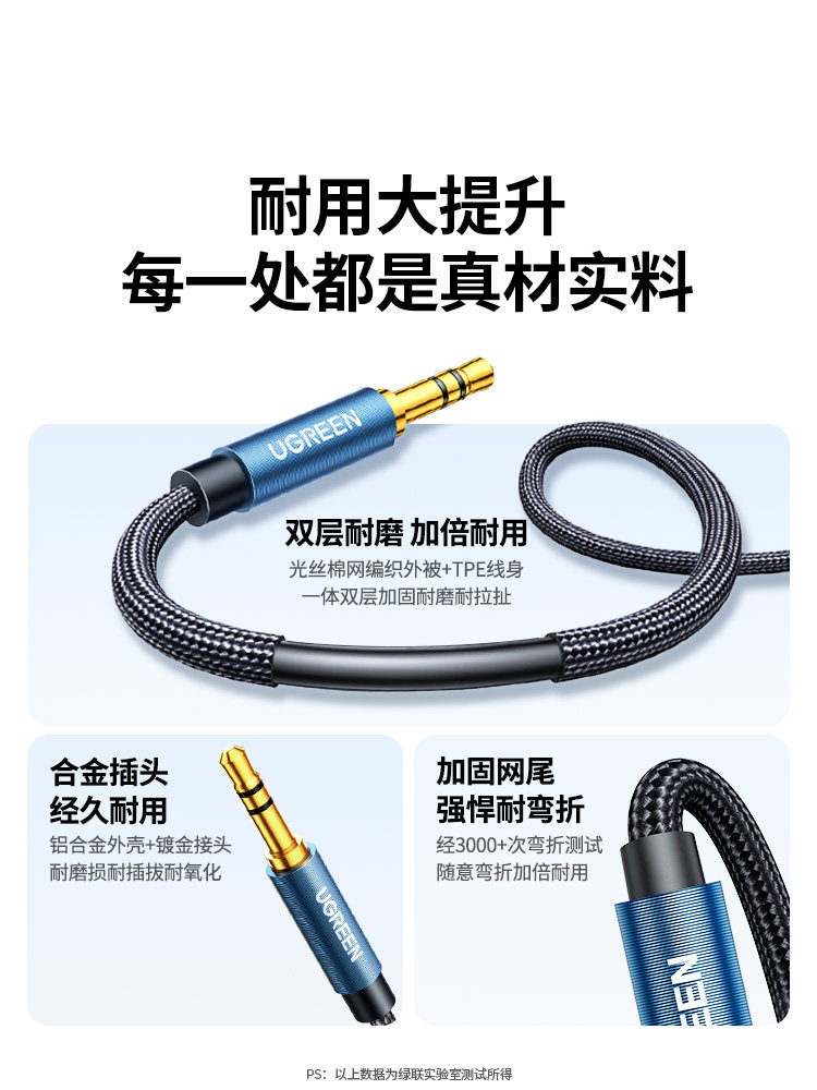 Ugreen 3.5mm Audio Cable Connects Aux Speakers, Computer, Car Headphones, Dual-Ended Plug, Wearable Phone Output Adapter, Car Desktop Host, 3.5 Audio Source Data Extension, Male-To-Male Dedicated