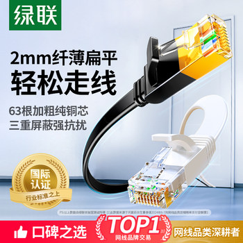 Greenlink Flat Network Cable for Home Use, Gigabit, Cat6/Cat7, Thin Flat Cable, Invisible Connection through Door Gaps, Broadband Network