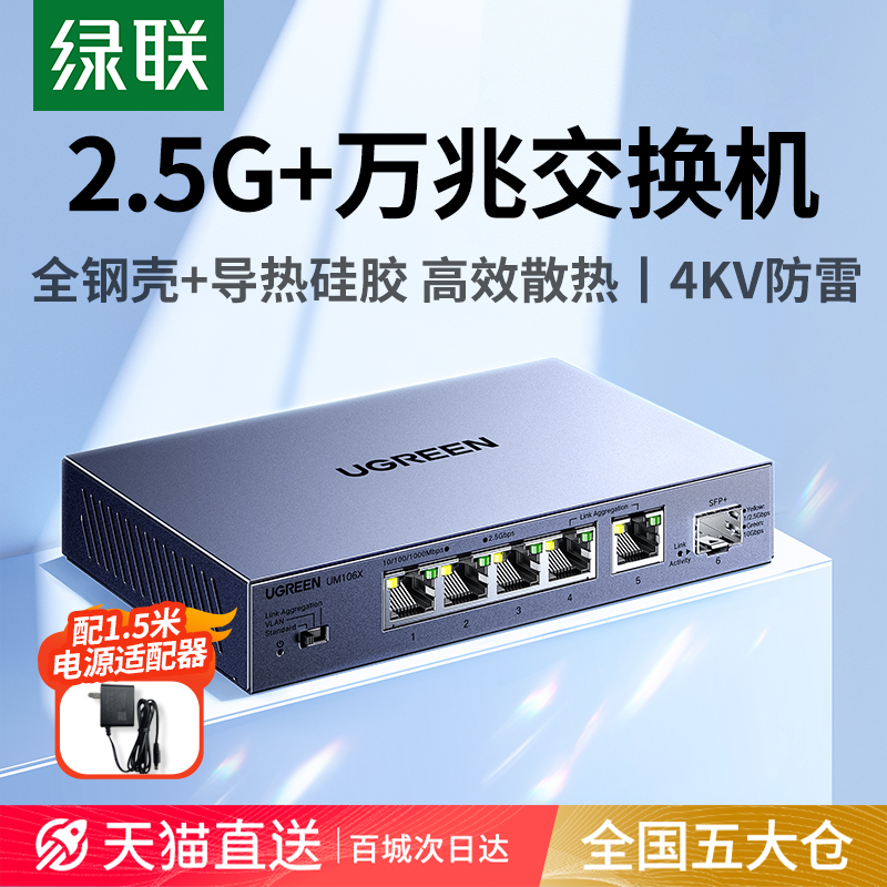 Greenlink 10Gスイッチ 2.5Gギガビット 5ポート 8ポート イーサネットポート拡張 ルーター変換 ホームエンタープライズ モニタリング VLAN分割 10G光ポート ファイバーリンクアグリゲーション ネットワークスプリッター